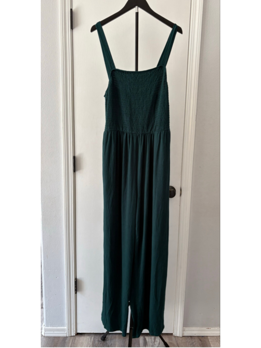 Earthbound Trading Co Emerald Green Smocked Wide Leg Jumpsuit XXL